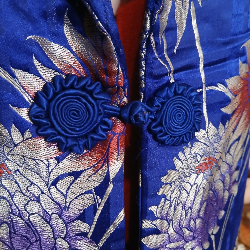 1930s Brilliant Cobalt Blue Silk Movie Star Dressing Gown - Picture 7 of 15